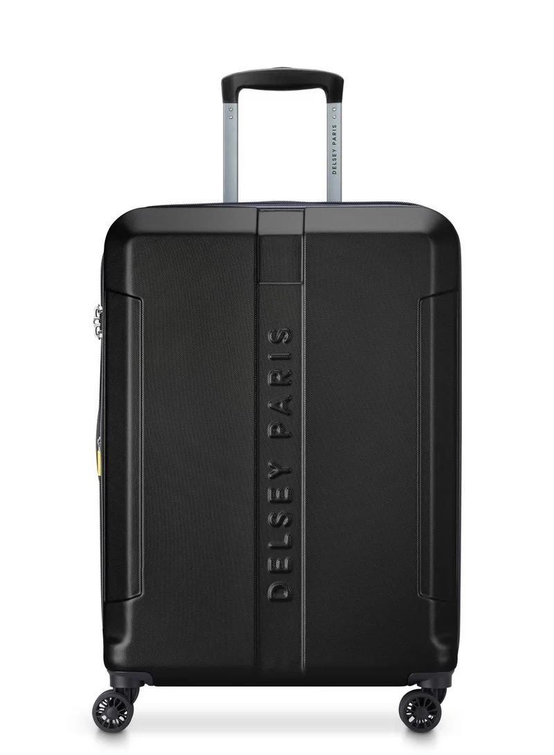 DELSEY Paris Depart Hard 69cm Hardcase 4 Double Wheel Expandable Check-In Luggage Trolley Case Black - 00314582000 X9