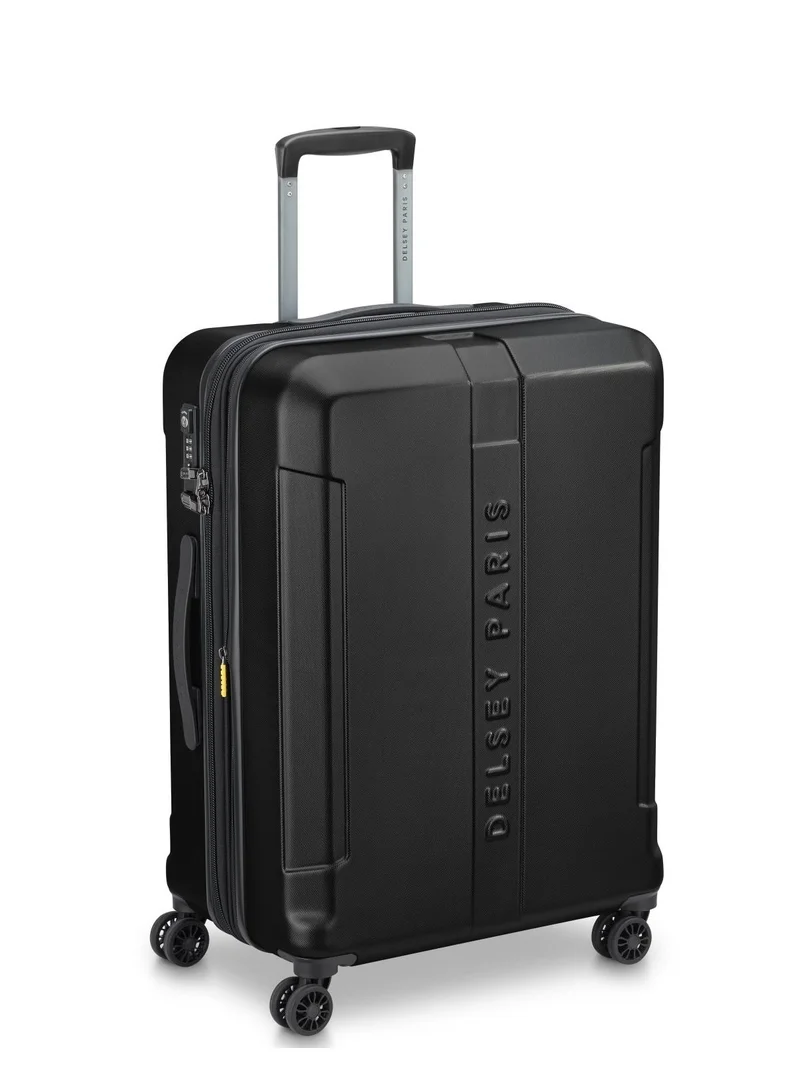 DELSEY Paris Depart Hard 69cm Hardcase 4 Double Wheel Expandable Check-In Luggage Trolley Case Black - 00314582000 X9