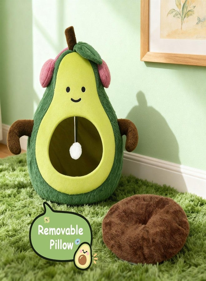 MOYMO Cute Cat Beds for Indoor Cats, Small Dog Beds, Soft Washable Pet Beds for Kitten and Puppy, Funny Avocado Cat Cave, 19 Inches - Image 5