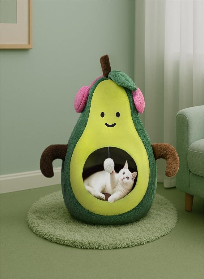 MOYMO Cute Cat Beds for Indoor Cats, Small Dog Beds, Soft Washable Pet Beds for Kitten and Puppy, Funny Avocado Cat Cave, 19 Inches - Image 4