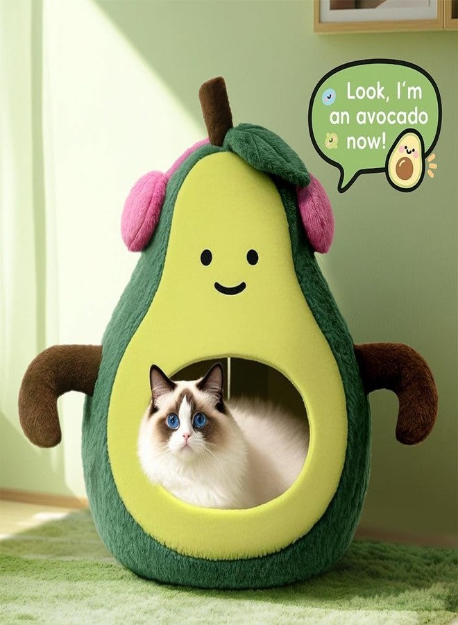 MOYMO Cute Cat Beds for Indoor Cats, Small Dog Beds, Soft Washable Pet Beds for Kitten and Puppy, Funny Avocado Cat Cave, 19 Inches - Image 3