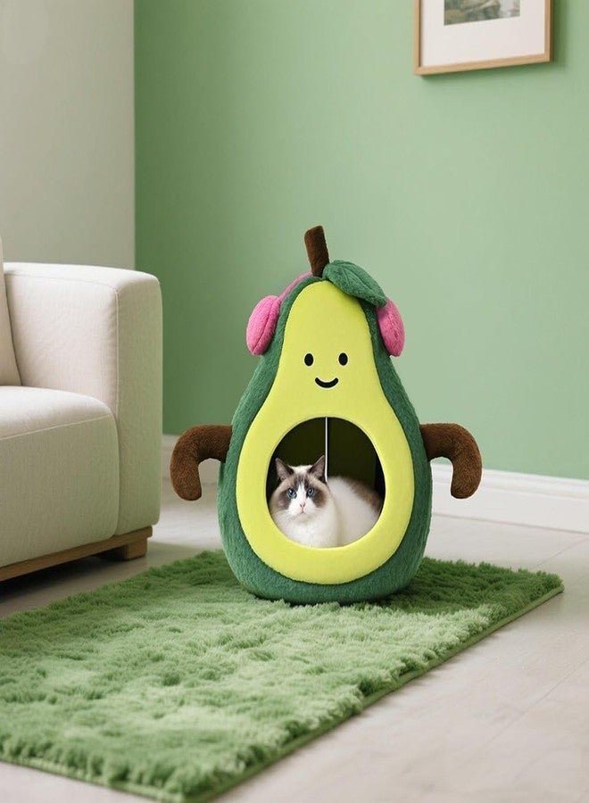 MOYMO Cute Cat Beds for Indoor Cats, Small Dog Beds, Soft Washable Pet Beds for Kitten and Puppy, Funny Avocado Cat Cave, 19 Inches - Image 2
