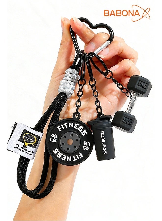 BABONA Fitness Keychains with Gym Equipment Designs - Image 1