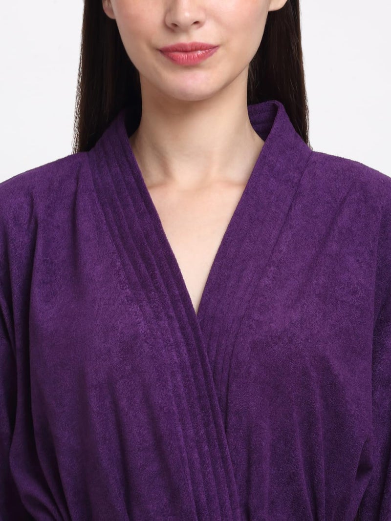 CREEVA Everyday Unisex Micro Terry Bathrobe Collection With kimono collar and 1 Pocket, 3/4 Sleeve Bath Robe Super Soft Light Weight - Indigo - Image 5