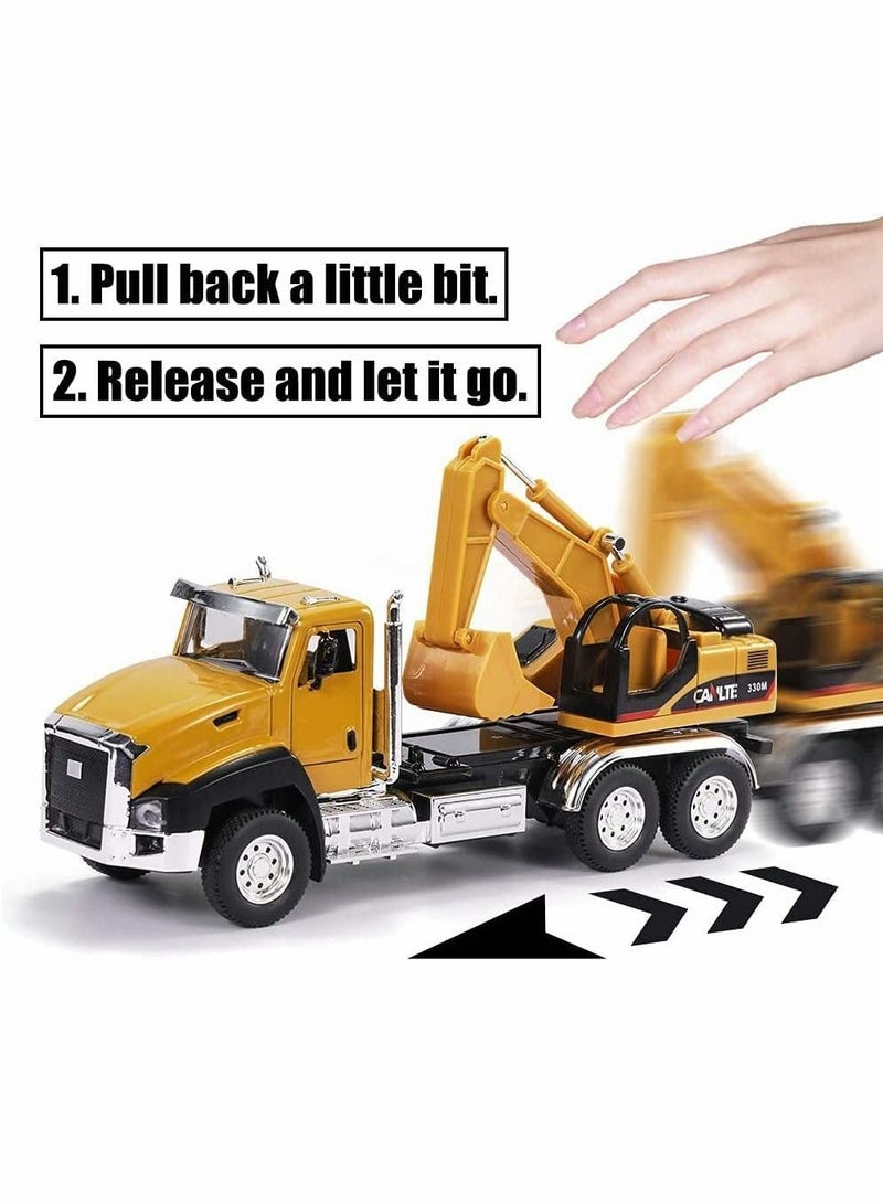 NIBEMINENT Model Toys Cars, 3 Pack of Diecast Engineering Construction Vehicles, Metal Collectible Pull Back Car with Opening Doors for Boys and Girls (Dump Truck, Digger, Mixer Truck)  - Image 5