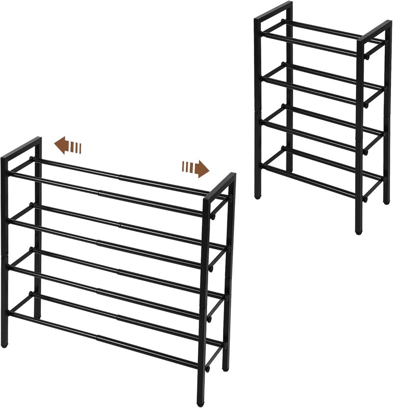 SALADAYS 4-Tier Expandable Shoe Rack, Adjustable Shoe Storage Shelf Organizer, Sturdy and Durable Metal Structure Free Standing Shoe Rack for Closet Entryway Doorway(Black) - Image 1