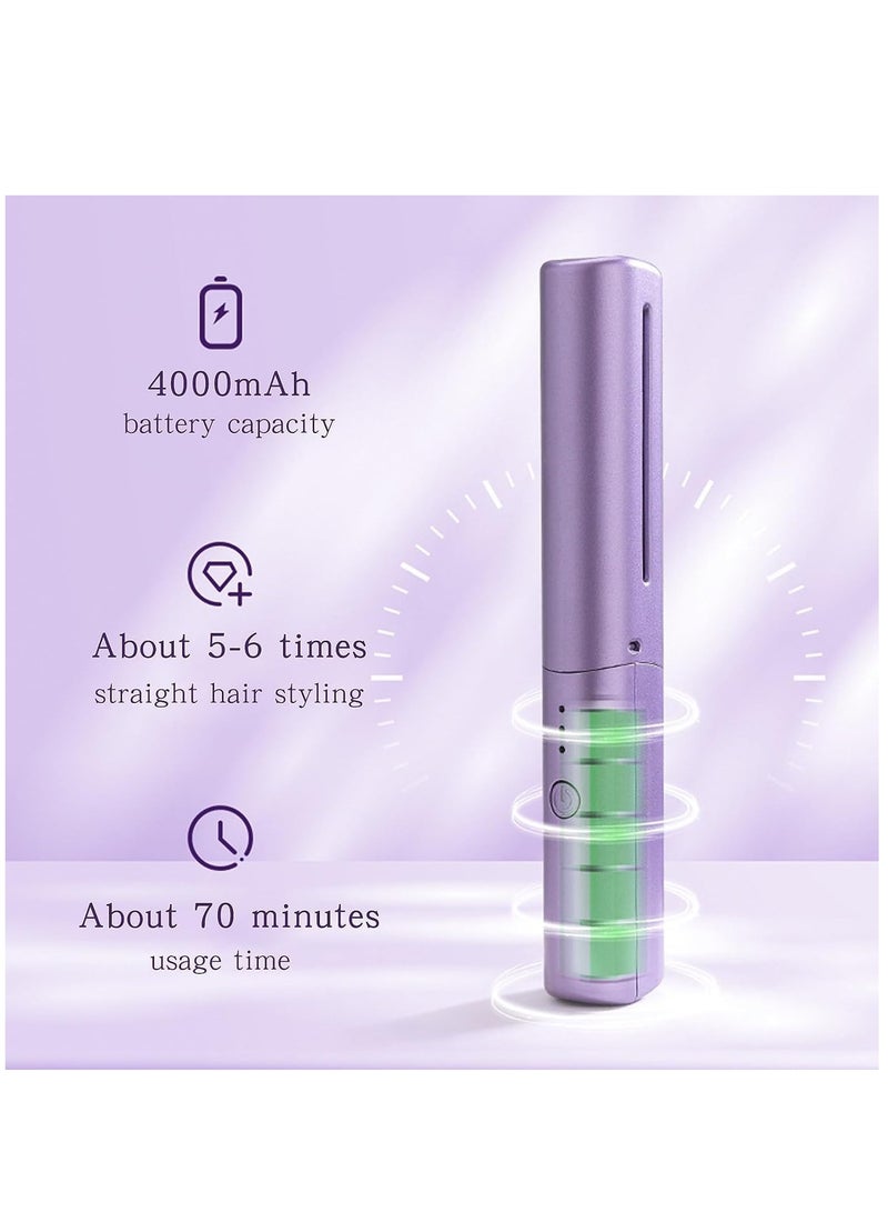 ELTRAZONE Rechargeable Mini Hair Straightener, Portable Cordless Hair Straightener,Electric Hot Comb Hair Straightener, Negative Ion Hair Straightener Brush, Travel Flat Iron for Hair Mini Cordless (Purple) - Image 3