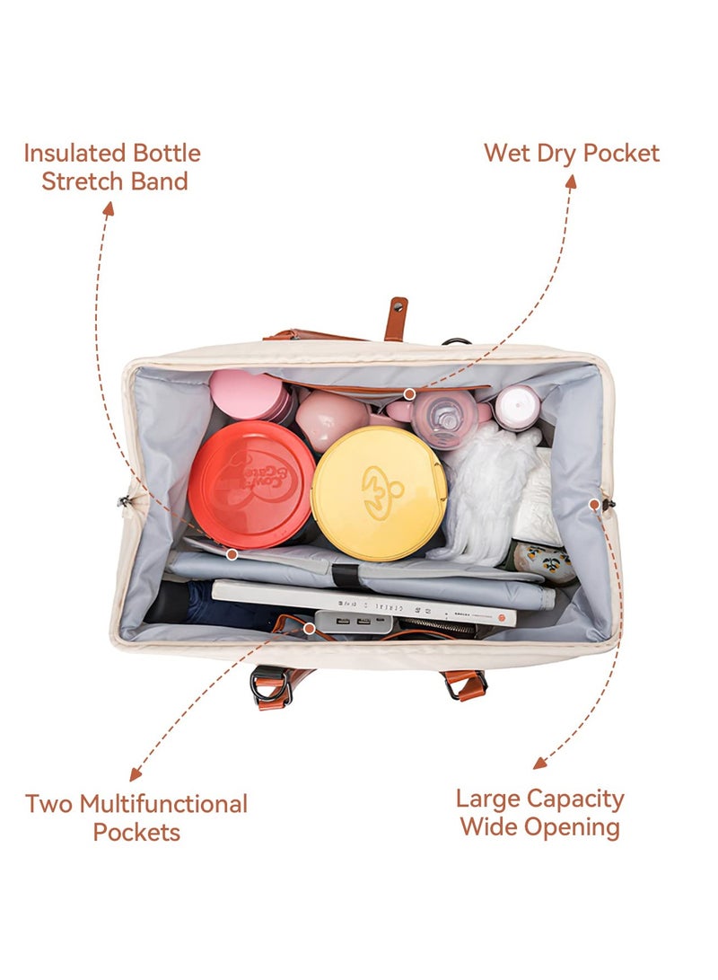 MIXDE Diaper Bag Tote, Mommy Bag For Hospital, Large Capacity Waterproof Baby Bag For Mom Travel, Hospital Bag For Labor And Delivery With Pouches And Strapsa  - Image 2