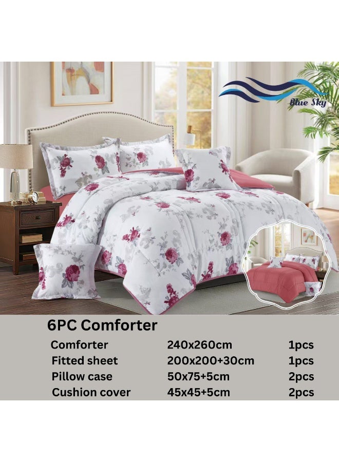 Blue Sky Luxury Hotel Bedding Set – 6-Piece Duvet Cover Set – Bedding Set Includes: Duvet Cover with Filling, Fitted Sheet, 2 Pillowcases, and 2 Square Cushion Covers – Soft and Comfortable Sleeping Set – Duvet Cover Size: 240X260 cm - Image 4