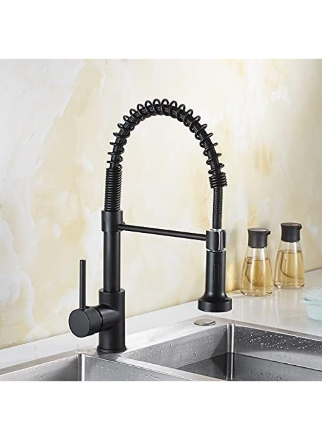 ALMIFTAH ✅ Premium Matte Black Spring Kitchen Faucet – High Arc Pull Down Kitchen Mixer Tap with 360° Swivel Spout, Hot & Cold Water Control, Commercial Style Sink Faucet, Heavy Duty Brass Body, Modern Luxury Kitchen Tap for Home, Restaurant & Hotel Use - Image 4
