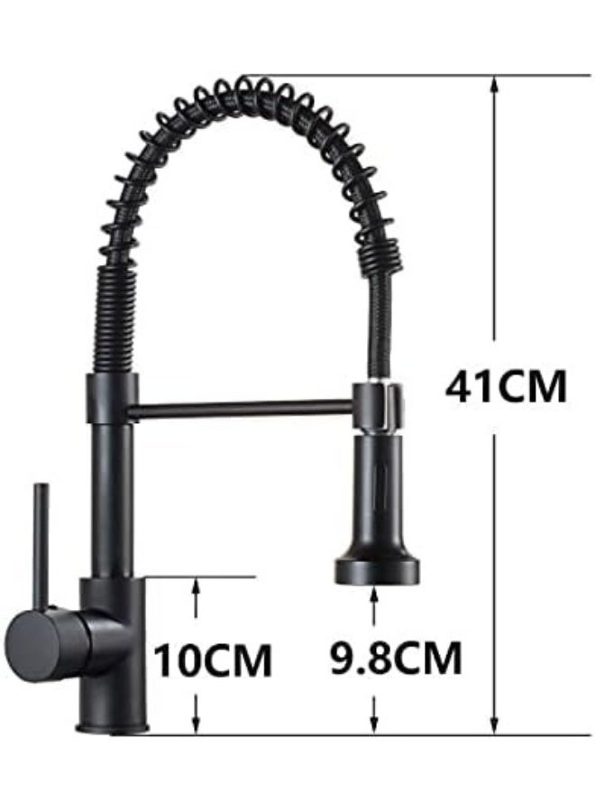 ALMIFTAH ✅ Premium Matte Black Spring Kitchen Faucet – High Arc Pull Down Kitchen Mixer Tap with 360° Swivel Spout, Hot & Cold Water Control, Commercial Style Sink Faucet, Heavy Duty Brass Body, Modern Luxury Kitchen Tap for Home, Restaurant & Hotel Use - Image 5