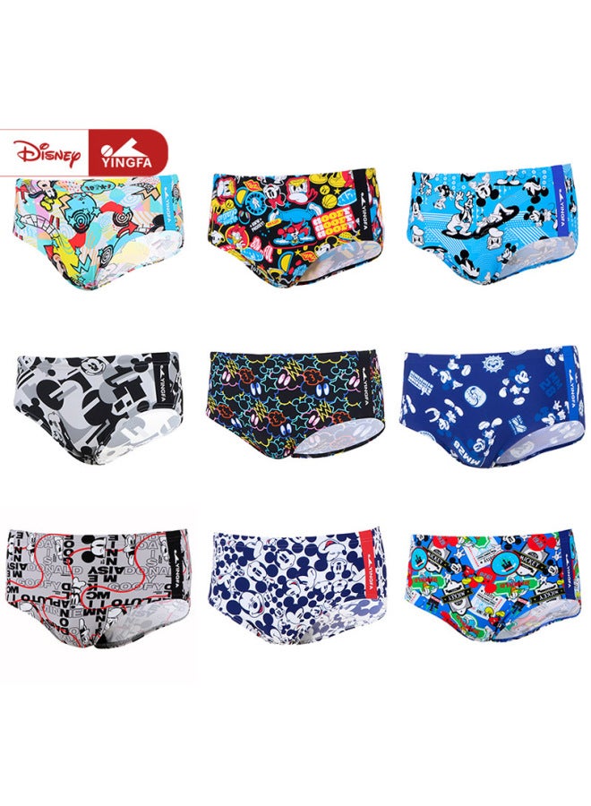 Loquat Yingfa Printed Swimming Trunks Men's Briefs Small Boxer Training Shorts Big Boys Student Swimsuit D22070-Color:9680 Cartoon Printing- - Image 3