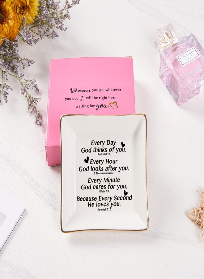 Spegiffu Christian Gifts for Women Faith Jewelry Dish with Bible Verse Prayers, Religious Gifts Scripture Gifts Spiritual Gifts for Women Men Friends Birthday - Every Second God He Loves You - Image 3