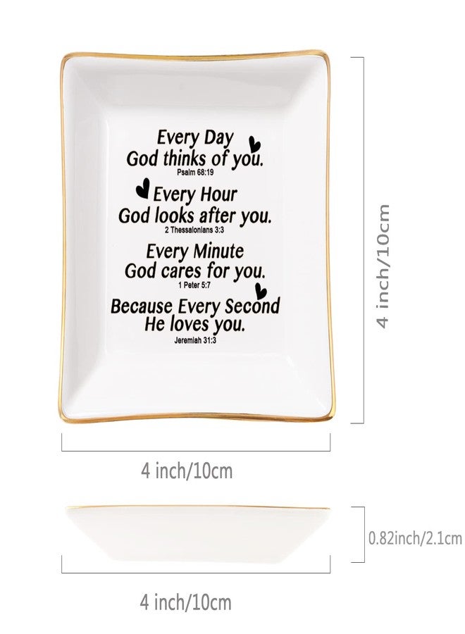 Spegiffu Christian Gifts for Women Faith Jewelry Dish with Bible Verse Prayers, Religious Gifts Scripture Gifts Spiritual Gifts for Women Men Friends Birthday - Every Second God He Loves You - Image 5