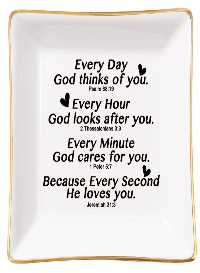 Spegiffu Christian Gifts for Women Faith Jewelry Dish with Bible Verse Prayers, Religious Gifts Scripture Gifts Spiritual Gifts for Women Men Friends Birthday - Every Second God He Loves You - Image 1
