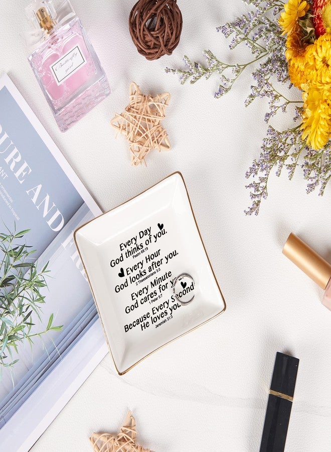 Spegiffu Christian Gifts for Women Faith Jewelry Dish with Bible Verse Prayers, Religious Gifts Scripture Gifts Spiritual Gifts for Women Men Friends Birthday - Every Second God He Loves You - Image 2