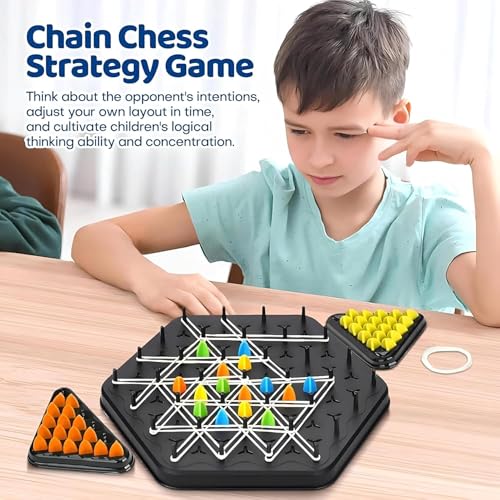 Mashes Chain Triangle Chess Game Triggle Rubber Band Game for Kids & Adults, Fun Family Board Game, Brain Teaser Puzzle, Interactive Chess Set for 2-4 Players, Multicolour - Image 5