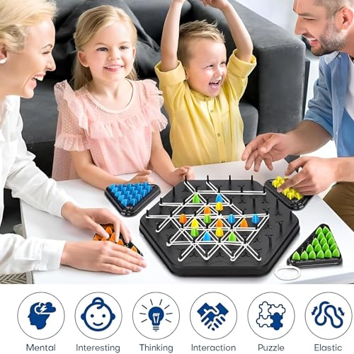Mashes Chain Triangle Chess Game Triggle Rubber Band Game for Kids & Adults, Fun Family Board Game, Brain Teaser Puzzle, Interactive Chess Set for 2-4 Players, Multicolour - Image 4