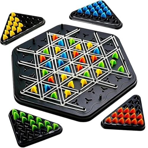 Mashes Chain Triangle Chess Game Triggle Rubber Band Game for Kids & Adults, Fun Family Board Game, Brain Teaser Puzzle, Interactive Chess Set for 2-4 Players, Multicolour - Image 1