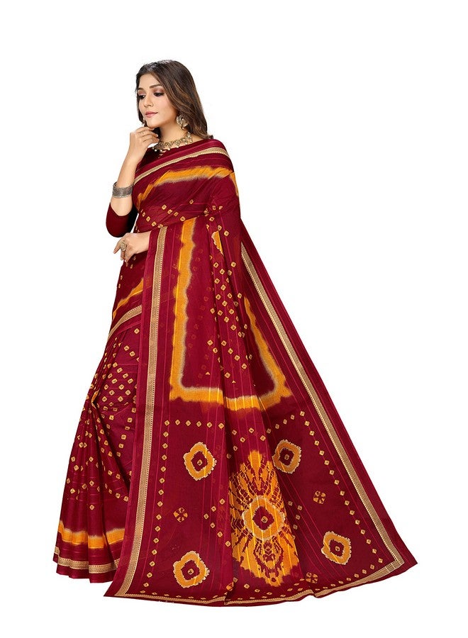 RATAN Pure Cotton Printed Saree for Women without Blouse Piece (HRT-5716_Maroon) - Image 5