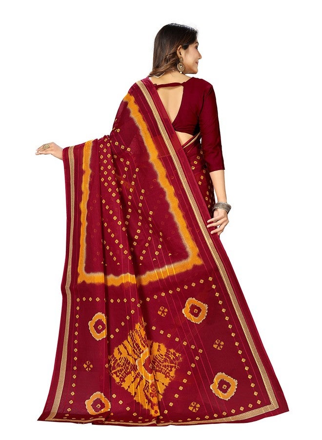 RATAN Pure Cotton Printed Saree for Women without Blouse Piece (HRT-5716_Maroon) - Image 2