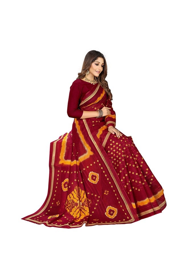 RATAN Pure Cotton Printed Saree for Women without Blouse Piece (HRT-5716_Maroon) - Image 3