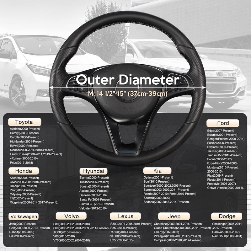 SEG Direct Car Steering Wheel Cover for All Standard-Size Steering Wheels with 14 1/2 inches - 15 inches Outer Diameter, Beige Microfiber Leather - Image 5