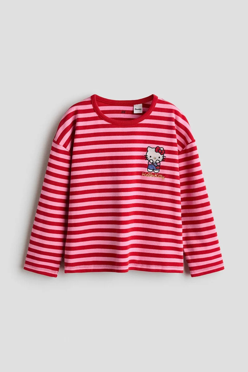 H&M Embroidered-motif long-sleeved T-shirt