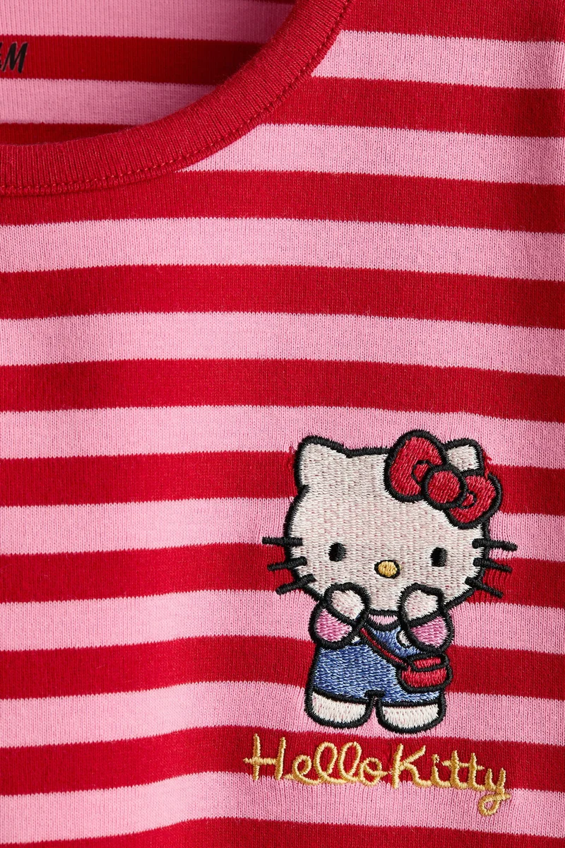 H&M Embroidered-motif long-sleeved T-shirt