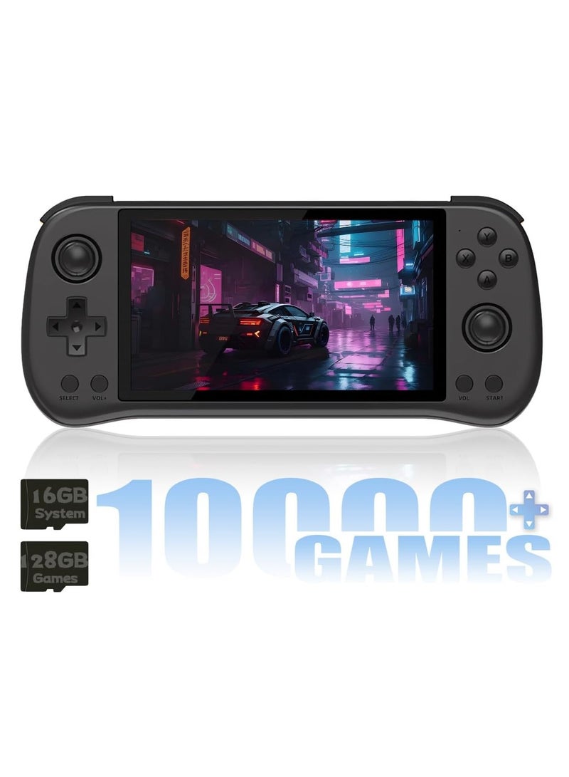 Powkiddy X55 Handheld Game Console 5.5 inch Portable Retro Video Hand-Held Games Consoles Rechargeable RK3566 Hand Held Classic Play System 16GB+128GB (Black) - Image 1