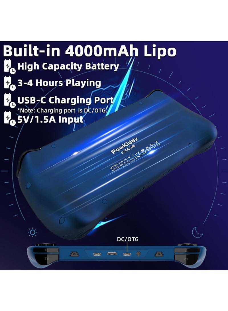 Powkiddy X55 Handheld Game Console 5.5 inch Portable Retro Video Hand-Held Games Consoles Rechargeable RK3566 Hand Held Classic Play System 16GB+128GB (Black) - Image 4