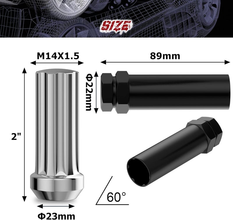 Richeer طقم صواميل عجلات ريتشير 32x كروم M14x1.5 - Image 2