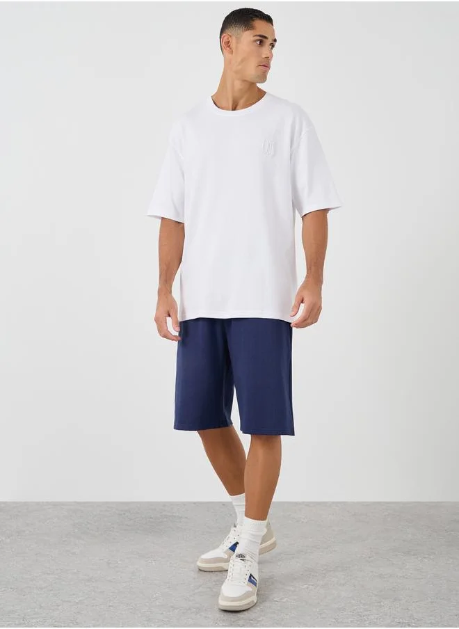 Styli Styli Embroidered Detail Crew Neck Oversized T-Shirt