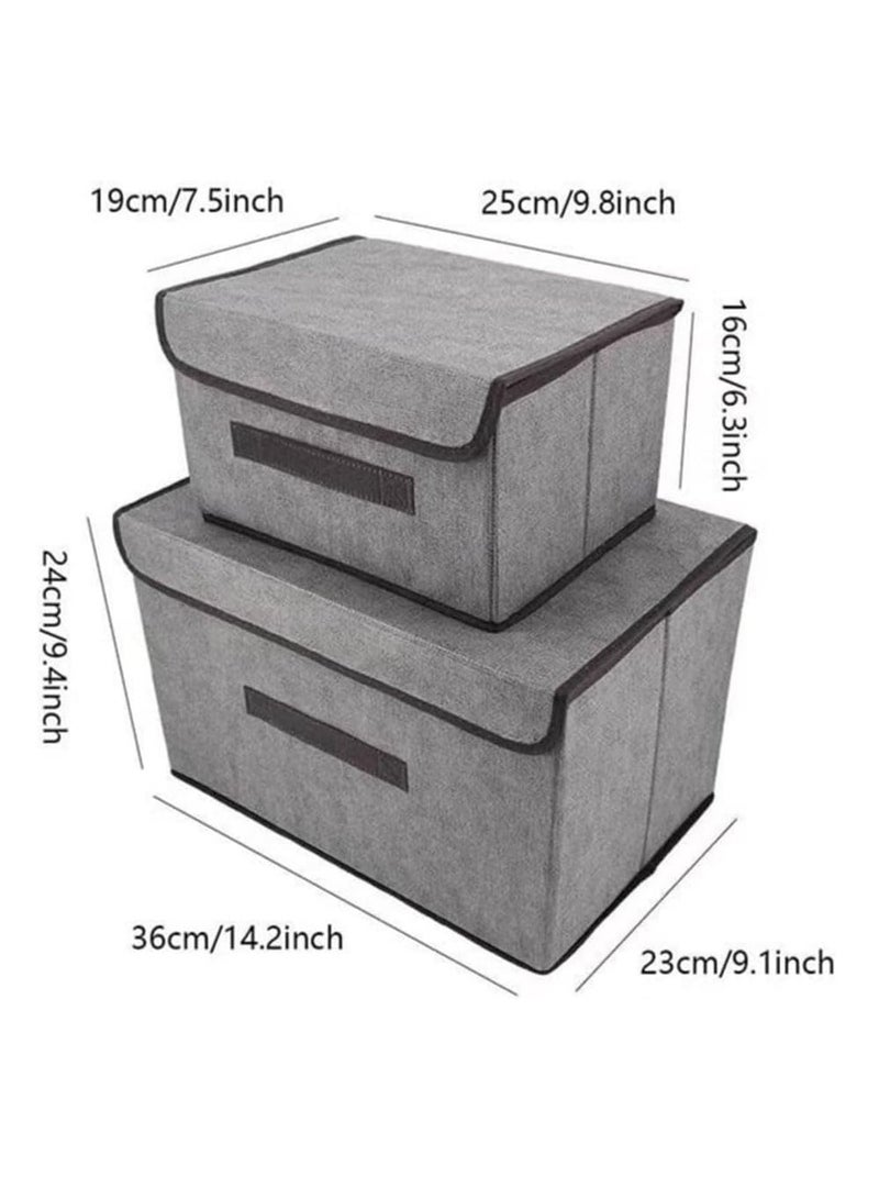 4 قطع صندوق تخزين الملابس مع أغطية، صناديق تخزين الملابس القابلة للطي من الكتان، سعة كبيرة، متينة معززة، موفرة للمساحة، حاويات تخزين بسحابات ومقابض معززة لمكتب المنزل والخزانة - Image 3