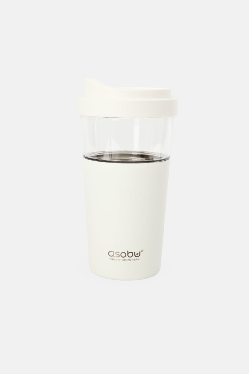 asobu Stainless Steel Insulated Cold Beverage Travel Mug 300 ml, Off White - Image 1