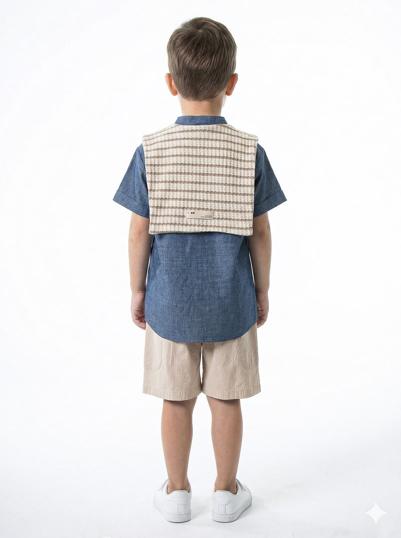 Hype Boys' two-piece summer set (shirt + shorts) with scarf, for ages 1 to 5 years 6235 - Image 4