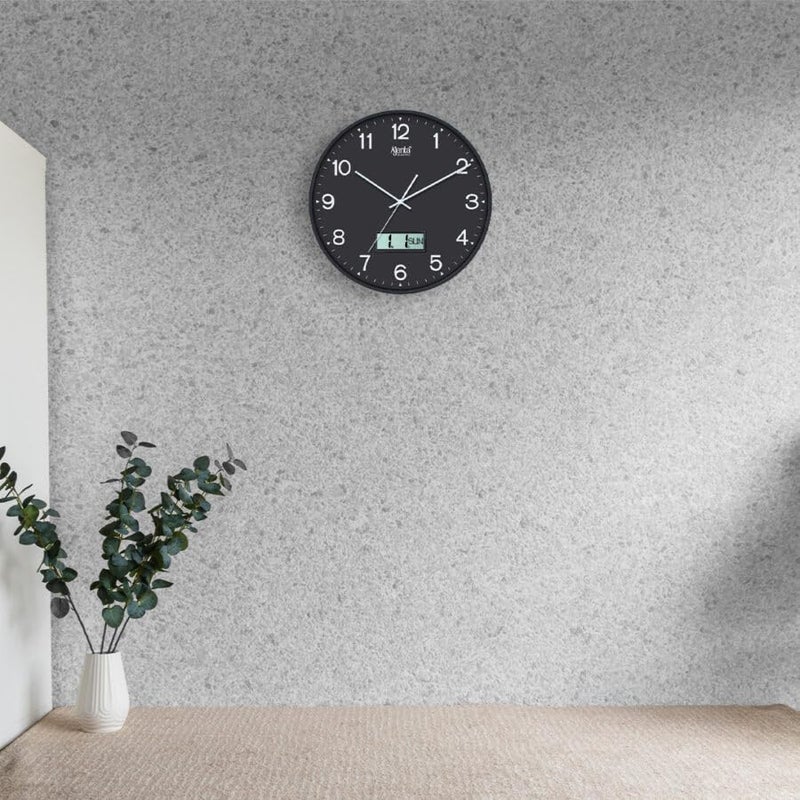 Ajanta Home Décor Wall Clock 9167 – Black | Silent Sweep Quartz Movement | Stylish Designer Frame | 1‑Year Warranty - Image 2