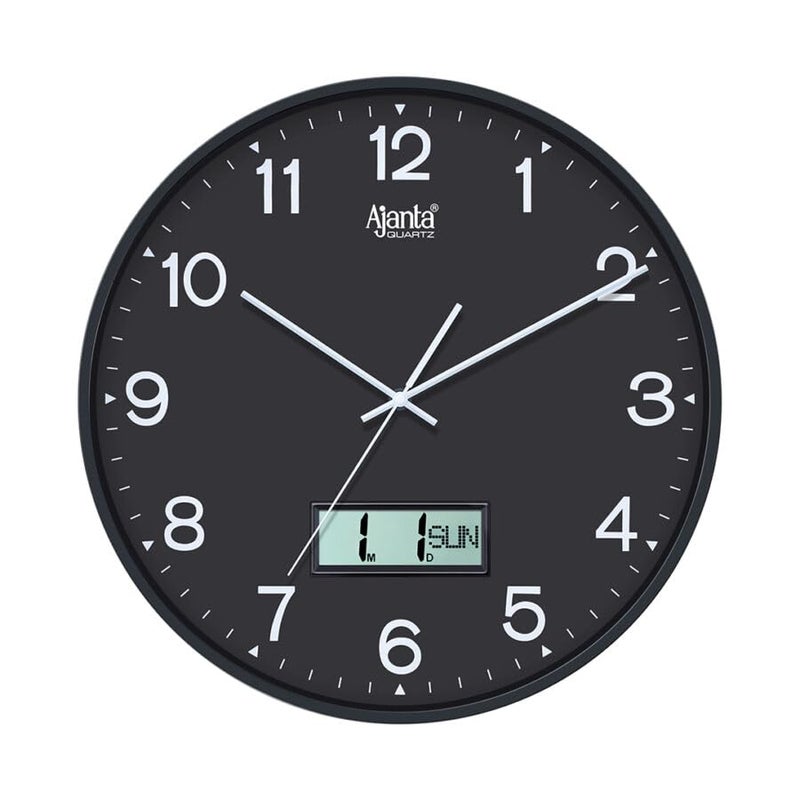 Ajanta Home Décor Wall Clock 9167 – Black | Silent Sweep Quartz Movement | Stylish Designer Frame | 1‑Year Warranty - Image 1