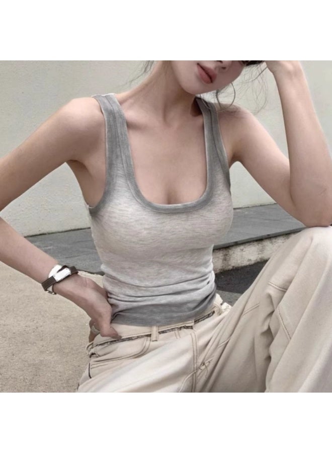 Tank Top Women’s Ribbed Sleeveless Tank Top – Casual Round Neck Slim Fit Camisole” - Image 2