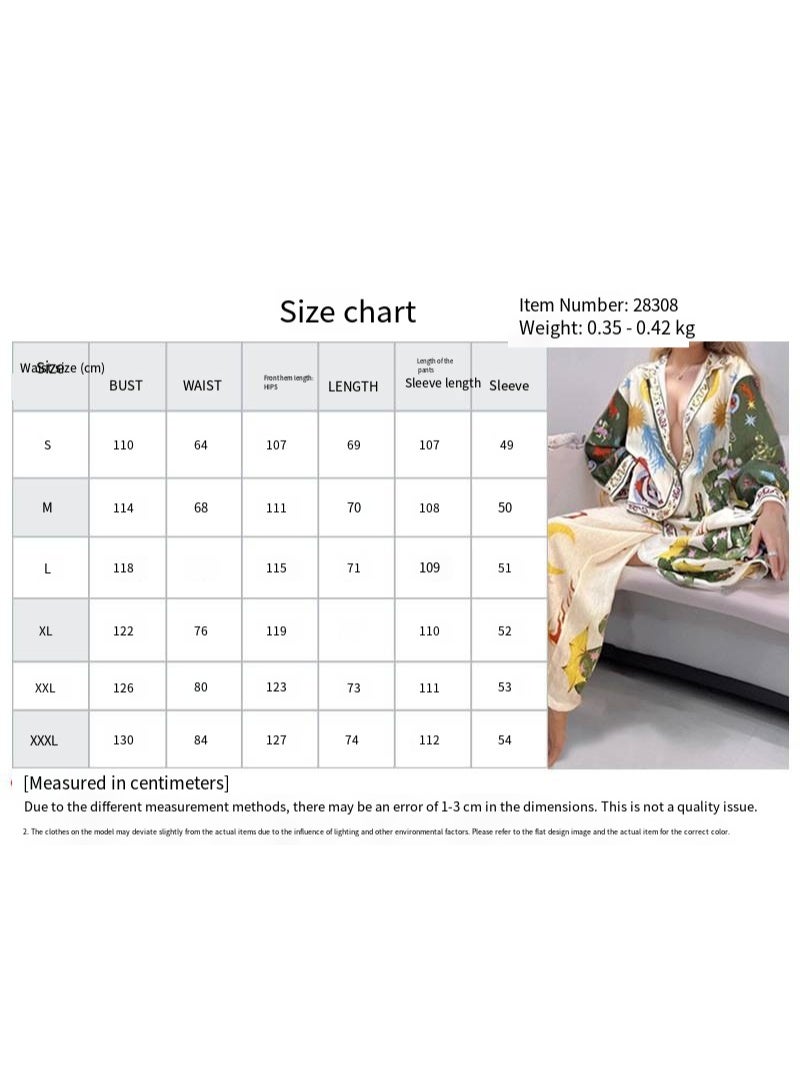 general 2025-2026 Women's Personalized Graffiti Casual Shirt with Flap Collar and Long Sleeves Fashion Set - Image 2