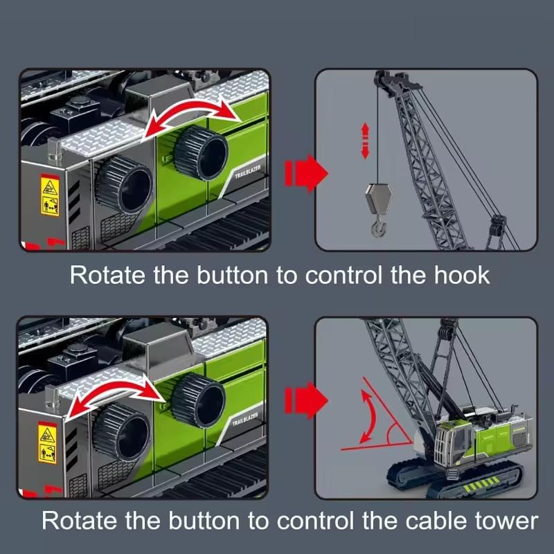 KIDLOOP رافعة برجية مدفوعة آمنة وغير سامة ألعاب شاحنة البناء مركبة نموذج مصبوب من سبائك معدنية رافعة طويلة للأطفال الأولاد ذراع تلسكوبي حفار سيارة زاحفة (متعدد الألوان) - Image 3