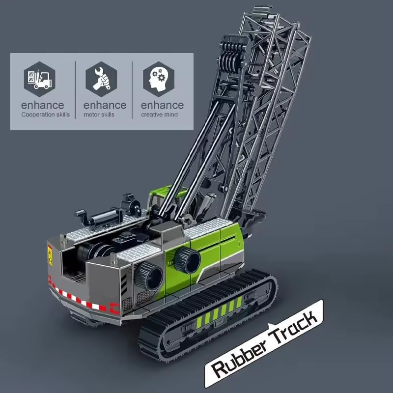 KIDLOOP رافعة برجية مدفوعة آمنة وغير سامة ألعاب شاحنة البناء مركبة نموذج مصبوب من سبائك معدنية رافعة طويلة للأطفال الأولاد ذراع تلسكوبي حفار سيارة زاحفة (متعدد الألوان) - Image 2