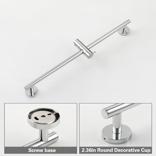 SKOWLL Chrome Shower Slide Bar 26-Inch Bathroom Shower Head Holder Bar with Adjustable Handheld Shower Holder, Wall Mount Shower Slide Bar No Drill - Image 4