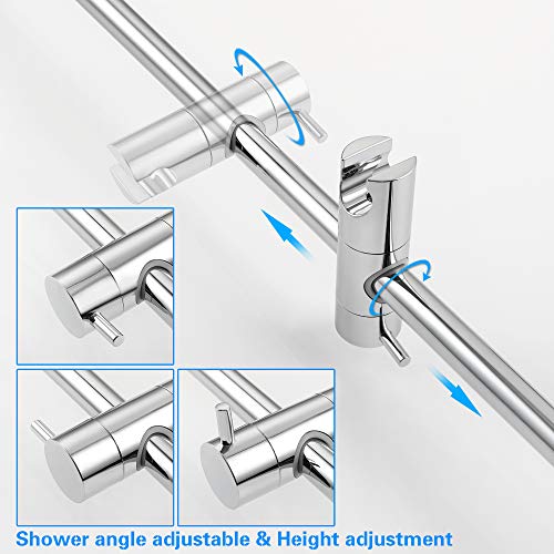 SKOWLL Chrome Shower Slide Bar 26-Inch Bathroom Shower Head Holder Bar with Adjustable Handheld Shower Holder, Wall Mount Shower Slide Bar No Drill - Image 5