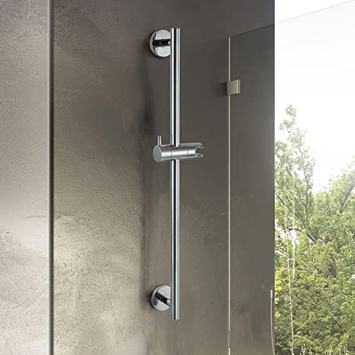 SKOWLL Chrome Shower Slide Bar 26-Inch Bathroom Shower Head Holder Bar with Adjustable Handheld Shower Holder, Wall Mount Shower Slide Bar No Drill - Image 2