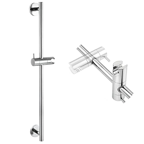 SKOWLL Chrome Shower Slide Bar 26-Inch Bathroom Shower Head Holder Bar with Adjustable Handheld Shower Holder, Wall Mount Shower Slide Bar No Drill - Image 1