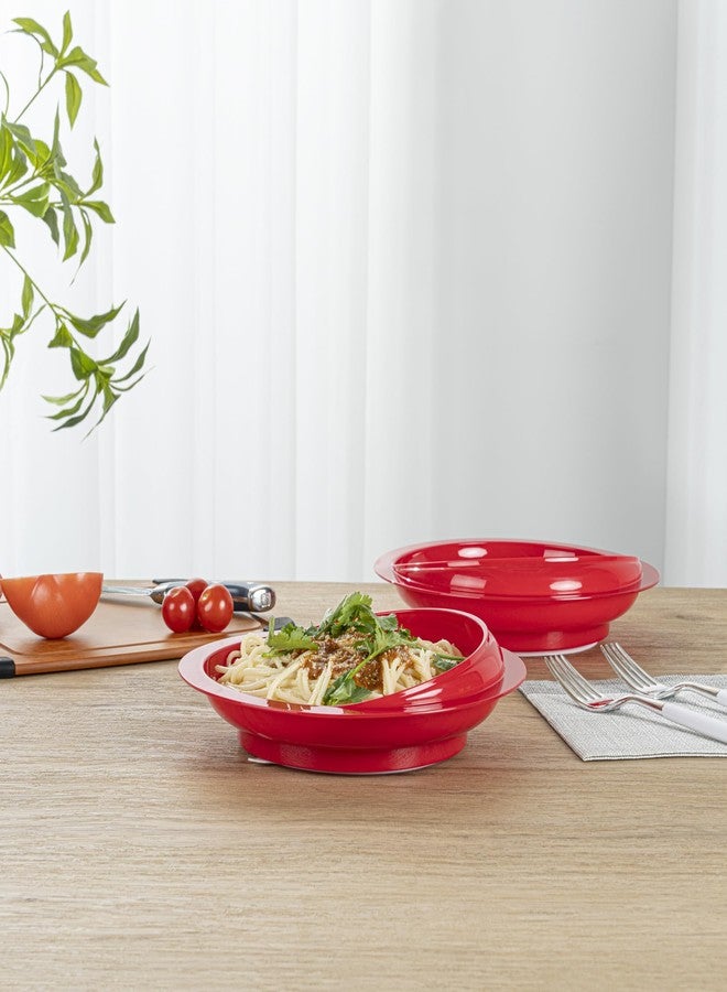 Restaurantware Scoop Plates 1 Count 9 Inch Plastic Suction Base Red Adaptive Plates with High to Low Rim Hot & Cold Friendly Scoop Dishes for Elderly with Dementia, Parkinsons and Disabled - Image 3