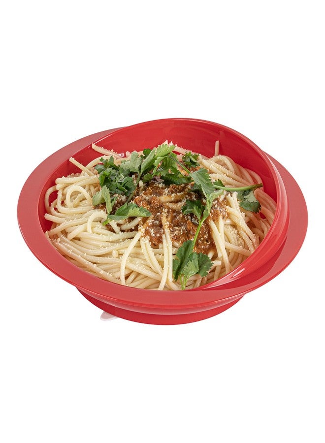 Restaurantware Scoop Plates 1 Count 9 Inch Plastic Suction Base Red Adaptive Plates with High to Low Rim Hot & Cold Friendly Scoop Dishes for Elderly with Dementia, Parkinsons and Disabled - Image 2