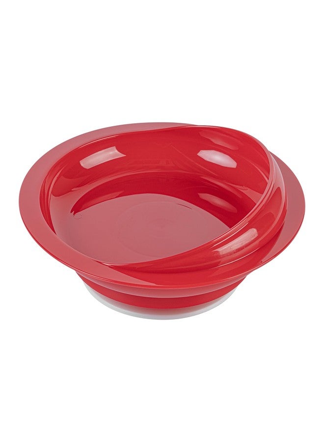 Restaurantware Scoop Plates 1 Count 9 Inch Plastic Suction Base Red Adaptive Plates with High to Low Rim Hot & Cold Friendly Scoop Dishes for Elderly with Dementia, Parkinsons and Disabled - Image 1