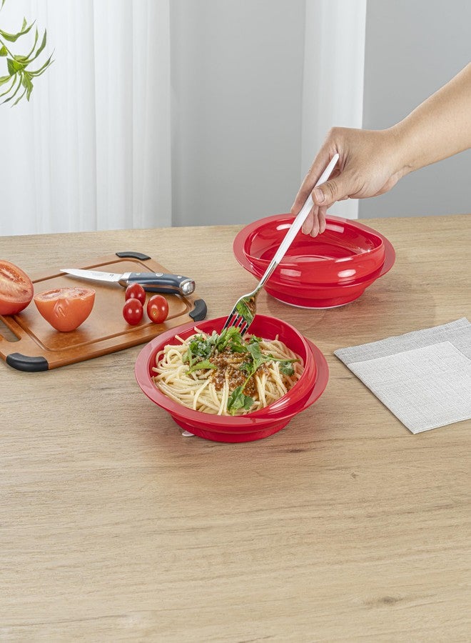 Restaurantware Scoop Plates 1 Count 9 Inch Plastic Suction Base Red Adaptive Plates with High to Low Rim Hot & Cold Friendly Scoop Dishes for Elderly with Dementia, Parkinsons and Disabled - Image 5